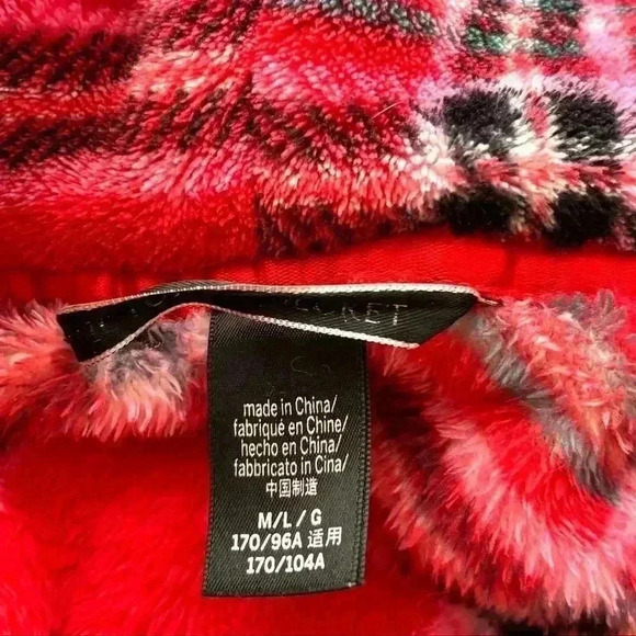 Victoria”s Secret Lipstick Red/Pink Plaid Fuzzy Soft Fleece Mini Robe Size M/L - Picture 12 of 13